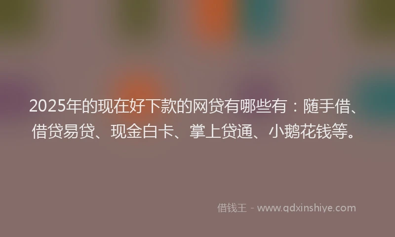 2025年的现在好下款的网贷有哪些有：随手借、借贷易贷、现金白卡、掌上贷通、小鹅花钱等。