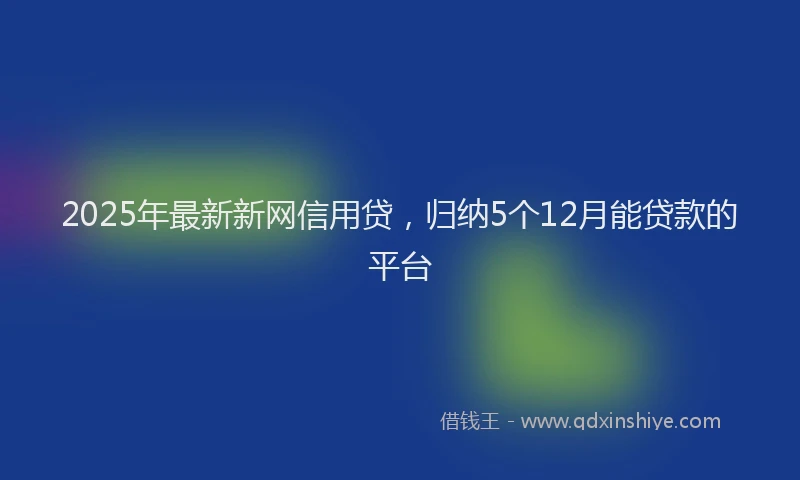 2025年最新新网信用贷，归纳5个12月能贷款的平台