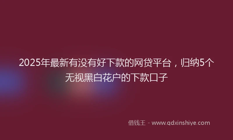 2025年最新有没有好下款的网贷平台，归纳5个无视黑白花户的下款口子