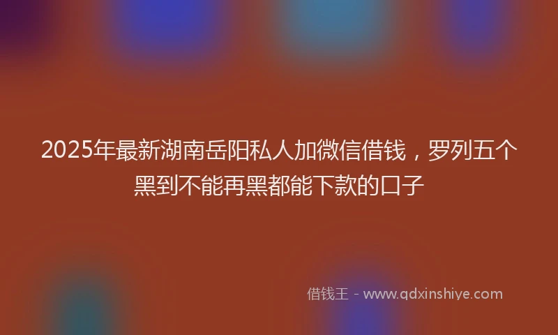2025年最新湖南岳阳私人加微信借钱，罗列五个黑到不能再黑都能下款的口子
