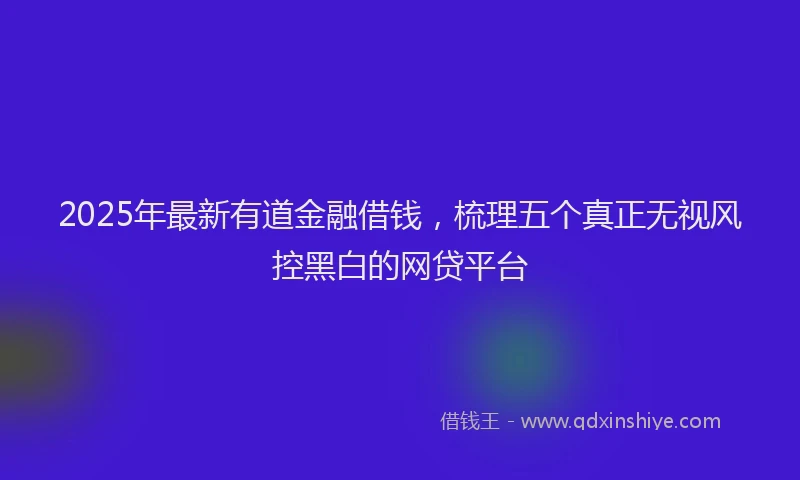 2025年最新有道金融借钱，梳理五个真正无视风控黑白的网贷平台