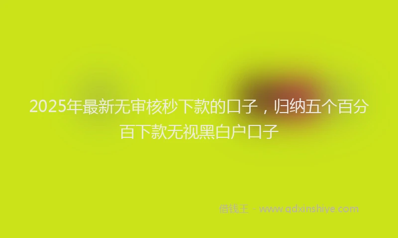 2025年最新无审核秒下款的口子，归纳五个百分百下款无视黑白户口子