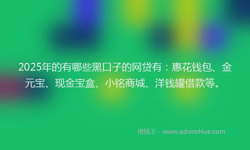 2025年的有哪些黑口子的网贷有：惠花钱包、金元宝、现金宝盒、小铭商城、洋钱罐借款等。