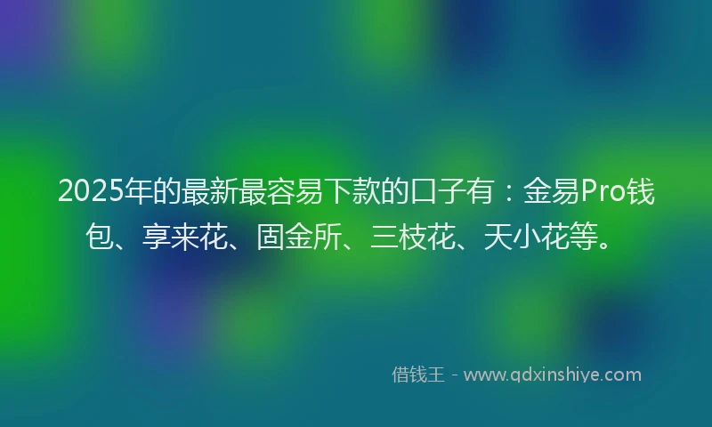 2025年的最新最容易下款的口子有：金易Pro钱包、享来花、固金所、三枝花、天小花等。
