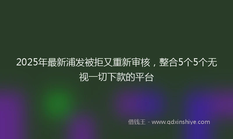 2025年最新浦发被拒又重新审核，整合5个5个无视一切下款的平台