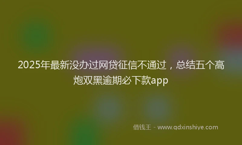 2025年最新没办过网贷征信不通过，总结五个高炮双黑逾期必下款app
