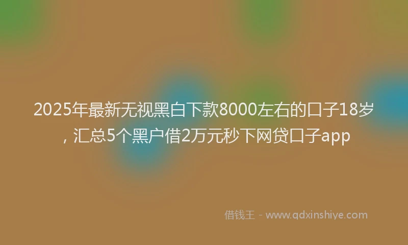 2025年最新无视黑白下款8000左右的口子18岁，汇总5个黑户借2万元秒下网贷口子app