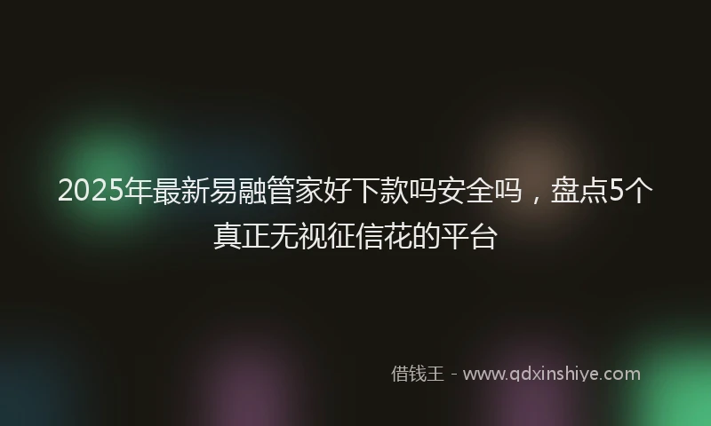 2025年最新易融管家好下款吗安全吗，盘点5个真正无视征信花的平台