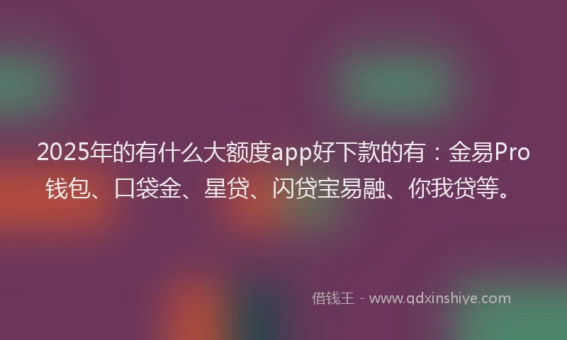 2025年的有什么大额度app好下款的有：金易Pro钱包、口袋金、星贷、闪贷宝易融、你我贷等。