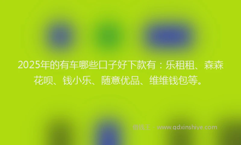 2025年的有车哪些口子好下款有：乐租租、森森花呗、钱小乐、随意优品、维维钱包等。