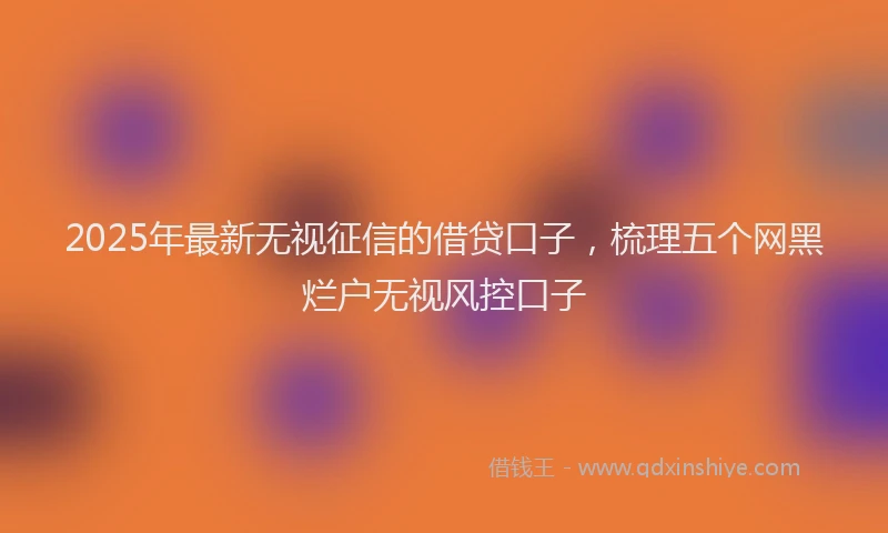 2025年最新无视征信的借贷口子，梳理五个网黑烂户无视风控口子