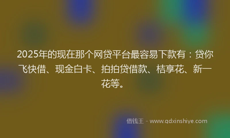 2025年的现在那个网贷平台最容易下款有：贷你飞快借、现金白卡、拍拍贷借款、桔享花、新一花等。