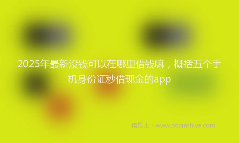 2025年最新没钱可以在哪里借钱嘛，概括五个手机身份证秒借现金的app