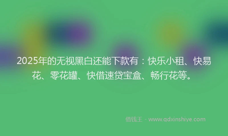 2025年的无视黑白还能下款有：快乐小租、快易花、零花罐、快借速贷宝盒、畅行花等。