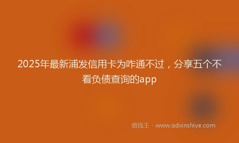2025年最新浦发信用卡为咋通不过，分享五个不看负债查询的app