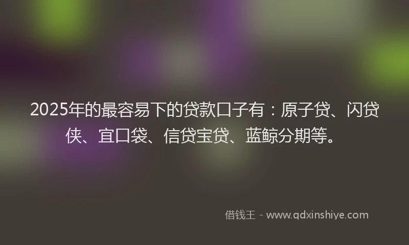 2025年的最容易下的贷款口子有：原子贷、闪贷侠、宜口袋、信贷宝贷、蓝鲸分期等。