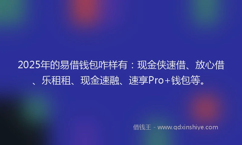 2025年的易借钱包咋样有：现金侠速借、放心借、乐租租、现金速融、速享Pro+钱包等。