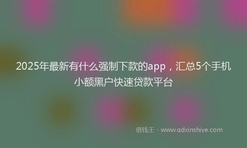 2025年最新有什么强制下款的app，汇总5个手机小额黑户快速贷款平台