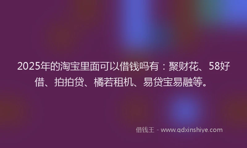 2025年的淘宝里面可以借钱吗有：聚财花、58好借、拍拍贷、橘若租机、易贷宝易融等。