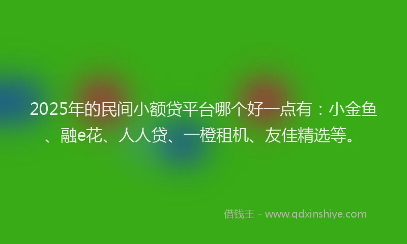 2025年的民间小额贷平台哪个好一点有：小金鱼、融e花、人人贷、一橙租机、友佳精选等。