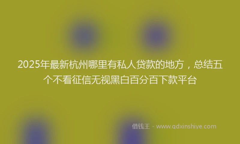 2025年最新杭州哪里有私人贷款的地方，总结五个不看征信无视黑白百分百下款平台