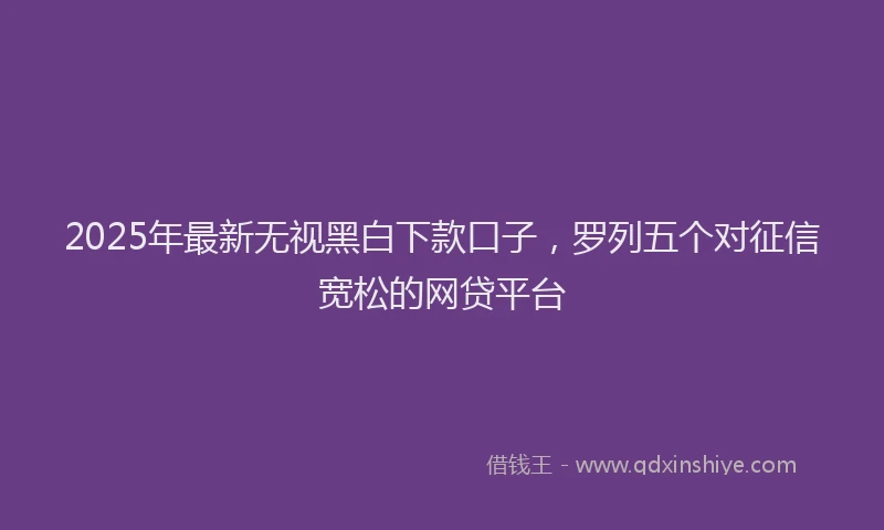 2025年最新无视黑白下款口子，罗列五个对征信宽松的网贷平台