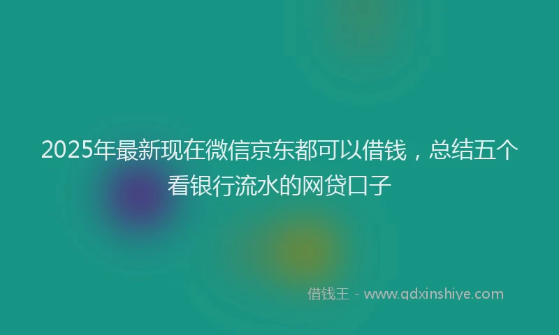 2025年最新现在微信京东都可以借钱，总结五个看银行流水的网贷口子