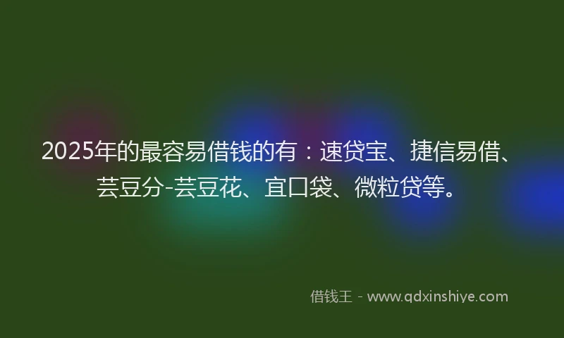 2025年的最容易借钱的有：速贷宝、捷信易借、芸豆分-芸豆花、宜口袋、微粒贷等。