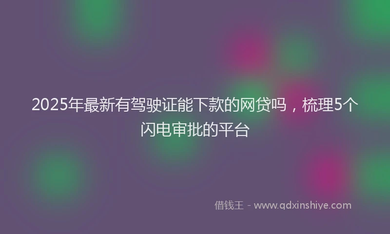 2025年最新有驾驶证能下款的网贷吗，梳理5个闪电审批的平台
