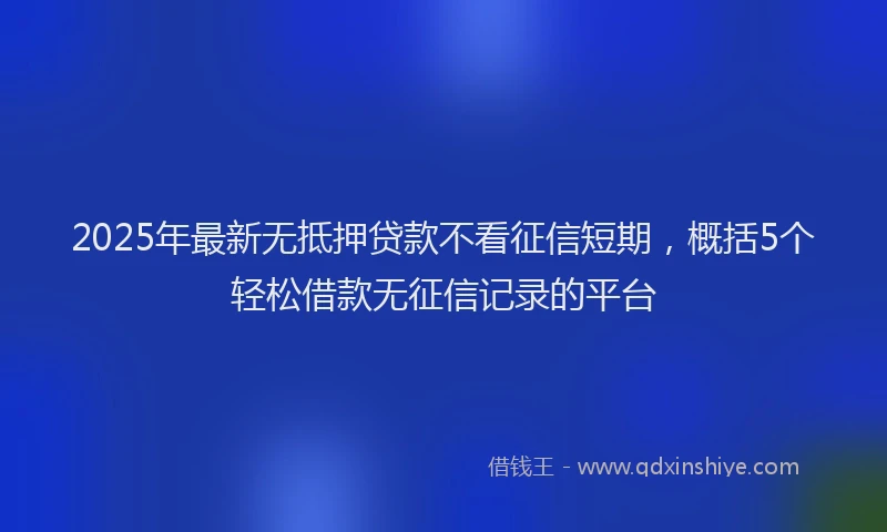 2025年最新无抵押贷款不看征信短期，概括5个轻松借款无征信记录的平台