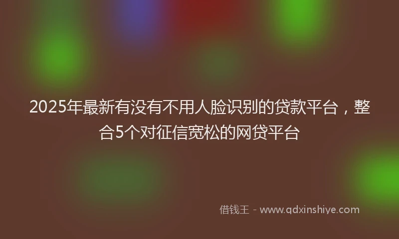2025年最新有没有不用人脸识别的贷款平台，整合5个对征信宽松的网贷平台