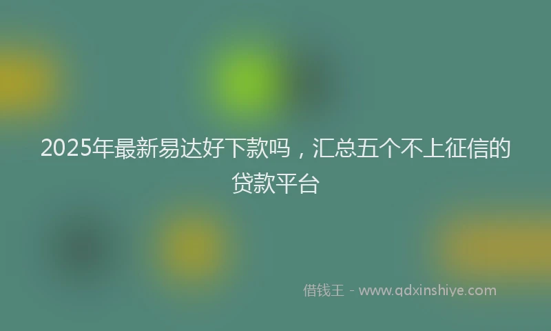 2025年最新易达好下款吗，汇总五个不上征信的贷款平台