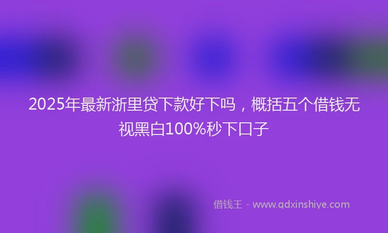 2025年最新浙里贷下款好下吗，概括五个借钱无视黑白100%秒下口子