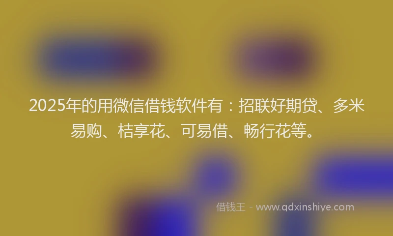 2025年的用微信借钱软件有：招联好期贷、多米易购、桔享花、可易借、畅行花等。
