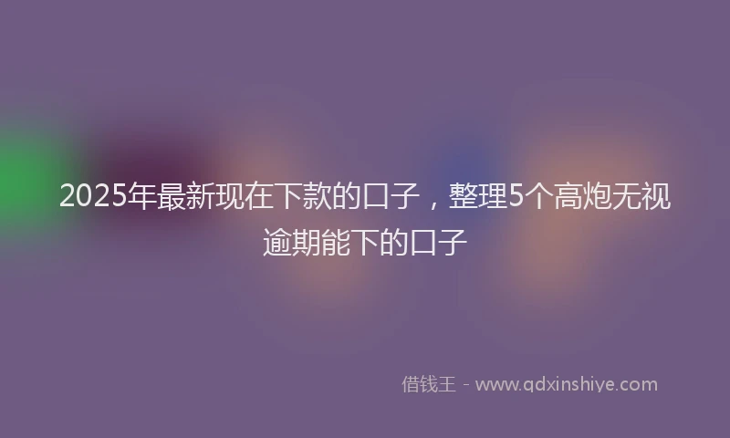 2025年最新现在下款的口子，整理5个高炮无视逾期能下的口子