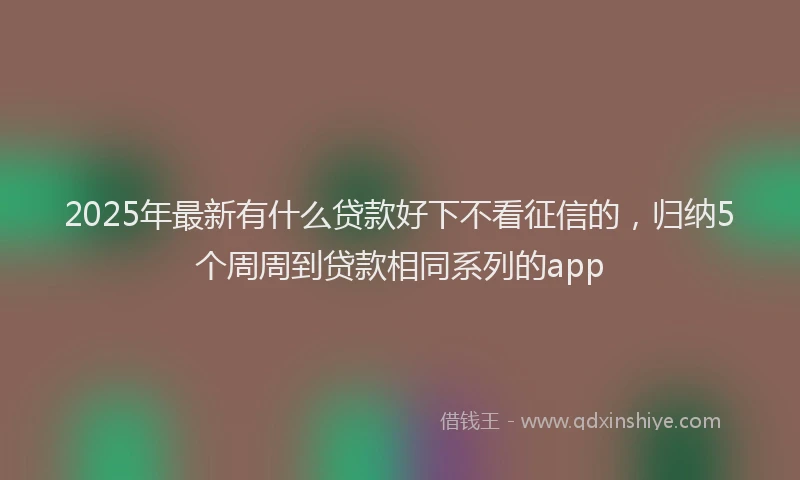 2025年最新有什么贷款好下不看征信的，归纳5个周周到贷款相同系列的app