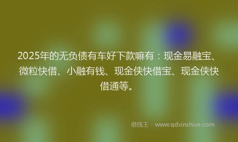 2025年的无负债有车好下款嘛有：现金易融宝、微粒快借、小融有钱、现金侠快借宝、现金侠快借通等。
