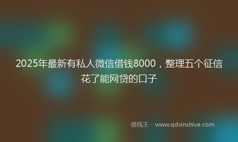 2025年最新有私人微信借钱8000，整理五个征信花了能网贷的口子