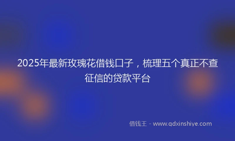 2025年最新玫瑰花借钱口子，梳理五个真正不查征信的贷款平台