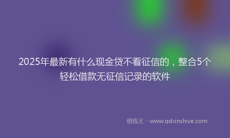 2025年最新有什么现金贷不看征信的，整合5个轻松借款无征信记录的软件