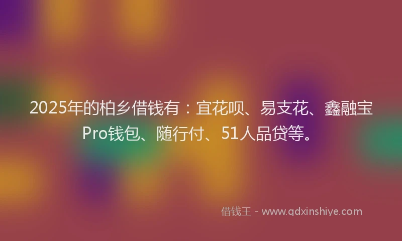 2025年的柏乡借钱有：宜花呗、易支花、鑫融宝Pro钱包、随行付、51人品贷等。