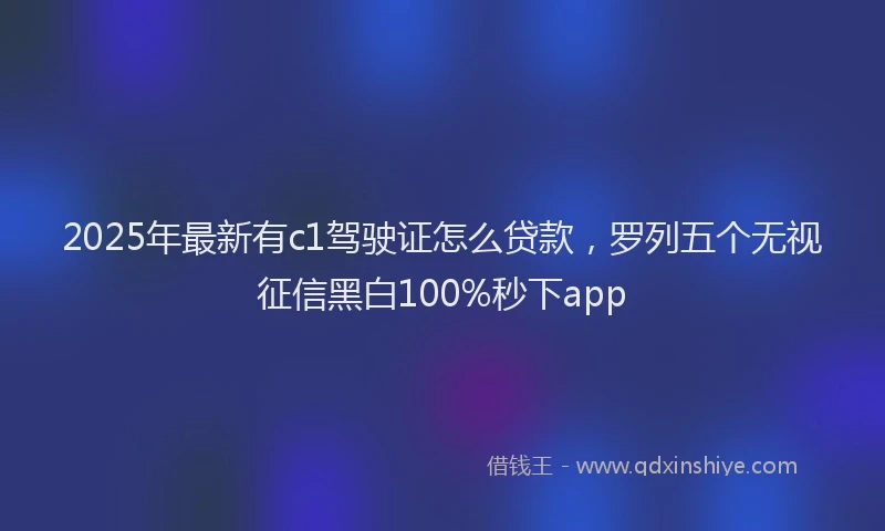 2025年最新有c1驾驶证怎么贷款，罗列五个无视征信黑白100%秒下app