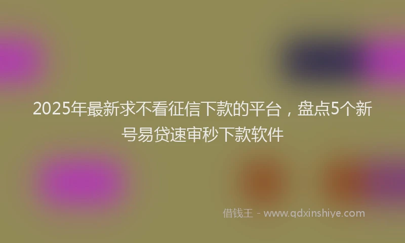 2025年最新求不看征信下款的平台，盘点5个新号易贷速审秒下款软件