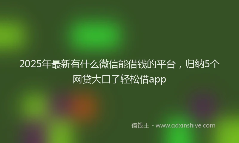 2025年最新有什么微信能借钱的平台，归纳5个网贷大口子轻松借app
