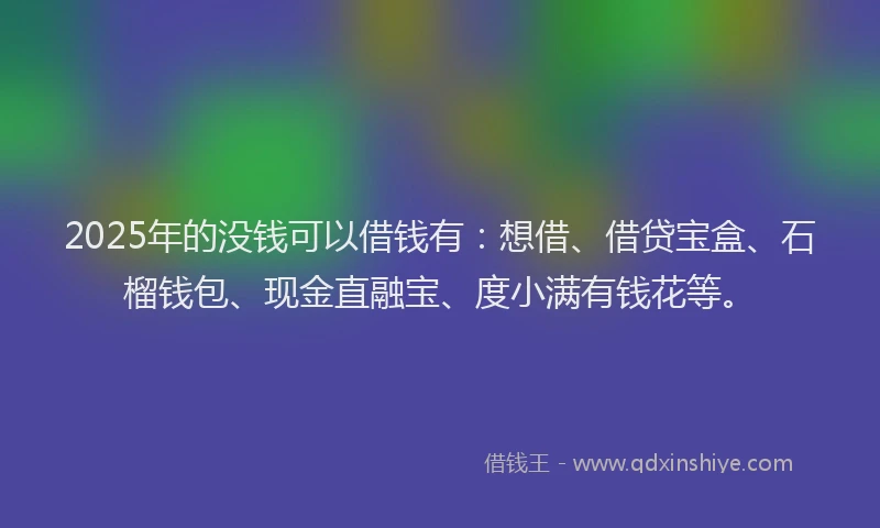 2025年的没钱可以借钱有：想借、借贷宝盒、石榴钱包、现金直融宝、度小满有钱花等。