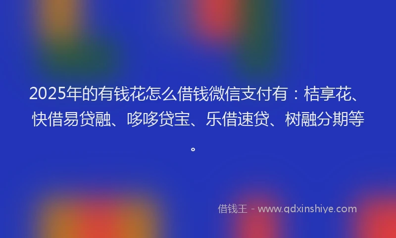 2025年的有钱花怎么借钱微信支付有：桔享花、快借易贷融、哆哆贷宝、乐借速贷、树融分期等。