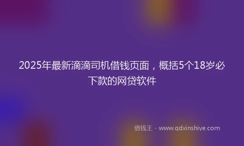 2025年最新滴滴司机借钱页面，概括5个18岁必下款的网贷软件
