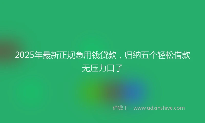 2025年最新正规急用钱贷款，归纳五个轻松借款无压力口子