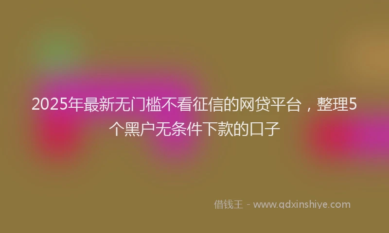 2025年最新无门槛不看征信的网贷平台，整理5个黑户无条件下款的口子
