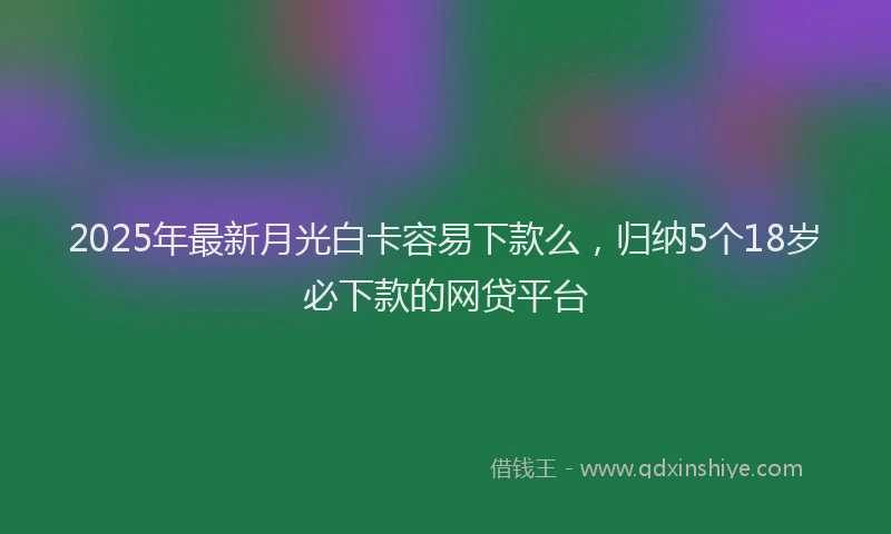 2025年最新月光白卡容易下款么，归纳5个18岁必下款的网贷平台